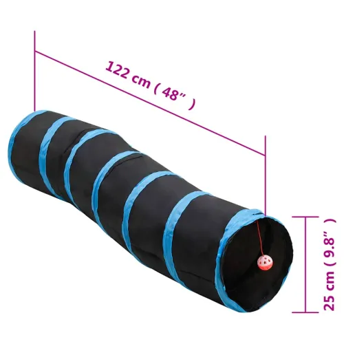 Tunel za mačke S-oblika crno-plavi 122 cm poliesterski - 1 U obliku slova S Cijena