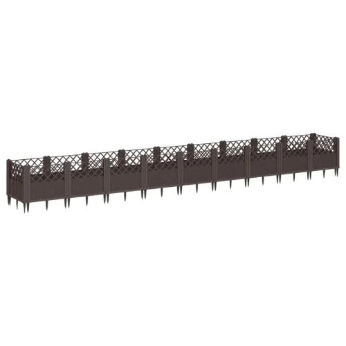Vrtna sadilica s klinovima smeđa 363,5x43,5x43,5 cm PP - Smeđa 363,5 x 43,5 x 43,5 cm 1 Cijena