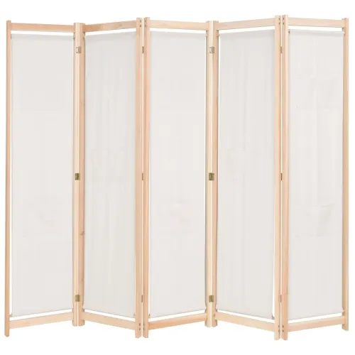 Paravan - Sobna pregrada s 5 panela od tkanine 200 x 170 x 4 cm krem  - Krema 5 1 Cijena