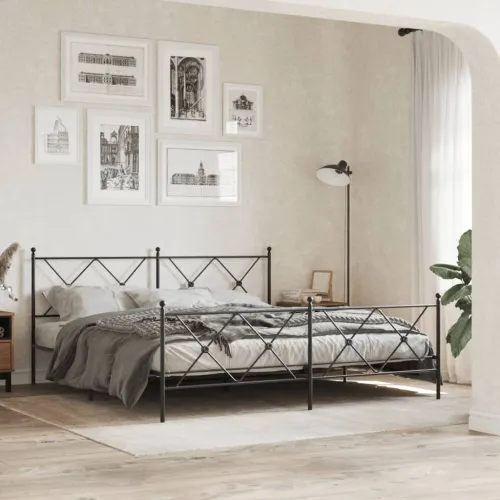 Metalni okvir kreveta uzglavlje i podnožje crni 183x213 cm - Crna 183 x 213 cm s uzglavljem i podnožjem Cijena