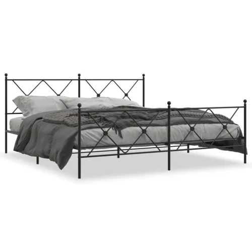 Metalni okvir kreveta uzglavlje i podnožje crni 183x213 cm - Crna 183 x 213 cm s uzglavljem i podnožjem Cijena