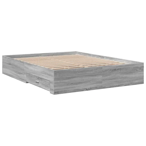Okvir za krevet s ladicama boja hrasta 140x200 cm drveni - Sivi hrast sonoma 140 x 200 cm Cijena