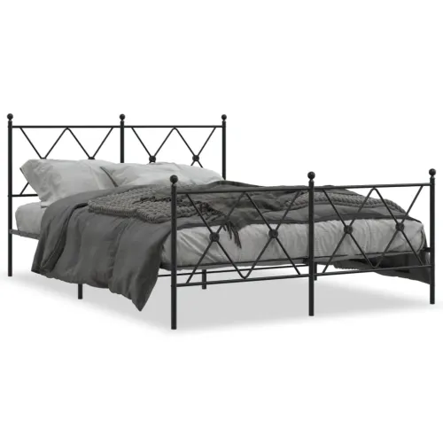 Metalni okvir kreveta uzglavlje i podnožje crni 140x200 cm - Crna 140 x 200 cm s uzglavljem i podnožjem Cijena