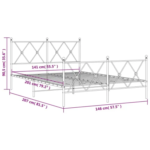 Metalni okvir kreveta uzglavlje i podnožje crni 140x200 cm - Crna 140 x 200 cm s uzglavljem i podnožjem Cijena