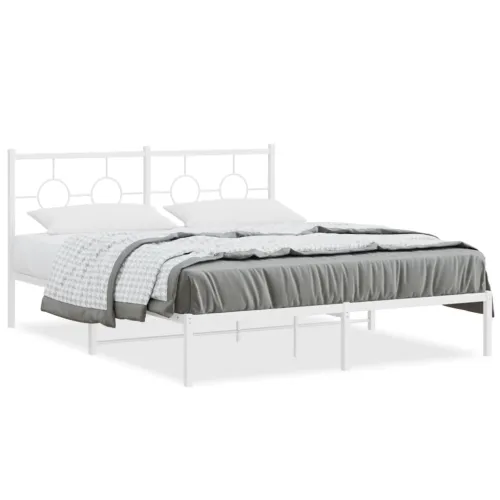 Metalni okvir za krevet s uzglavljem bijeli 150x200 cm - Bijela 150 x 200 cm s uzglavljem Cijena