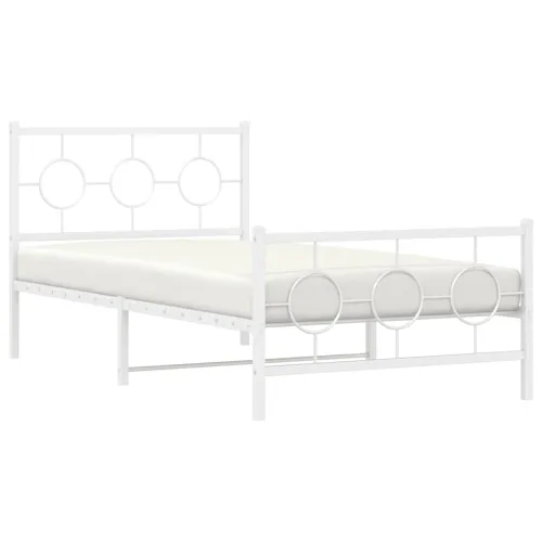 Metalni okvir kreveta uzglavlje i podnožje bijeli 100x200 cm - Bijela 100 x 200 cm s uzglavljem i podnožjem Cijena