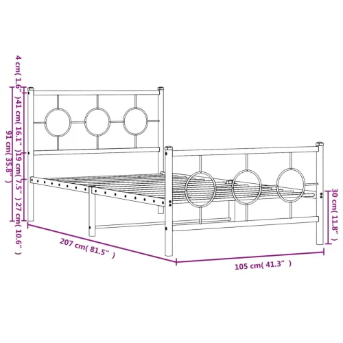 Metalni okvir kreveta uzglavlje i podnožje bijeli 100x200 cm - Bijela 100 x 200 cm s uzglavljem i podnožjem Cijena