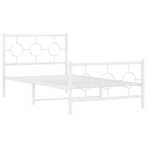 Metalni okvir kreveta uzglavlje i podnožje bijeli 100x200 cm - Bijela 100 x 200 cm s uzglavljem i podnožjem Cijena