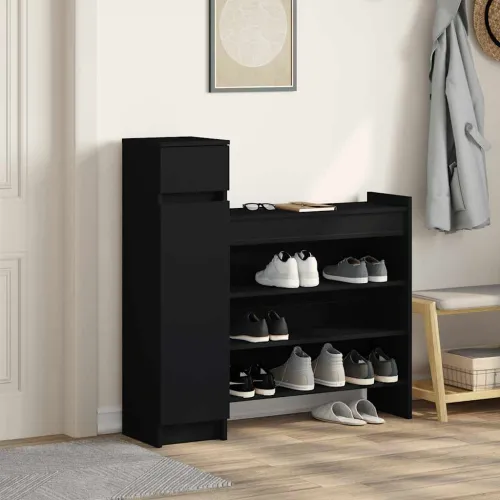 Ormarić za cipele crni 100,5x28x100 cm od konstruiranog drva - Crna Cijena