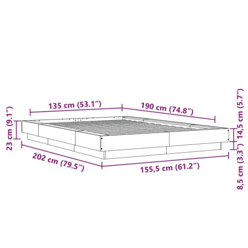 Okvir za krevet boja hrasta 135x190 cm od konstruiranog drva - Sonoma hrast 135 x 190 cm Cijena