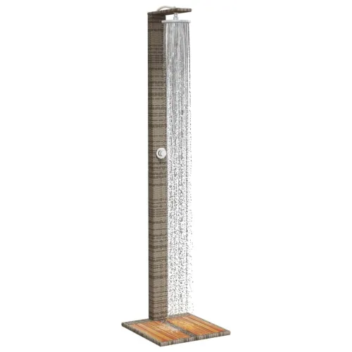 Vanjski tuš sivi 50x55x224 cm od poliratana i bagremovog drva - Siva 1 Cijena