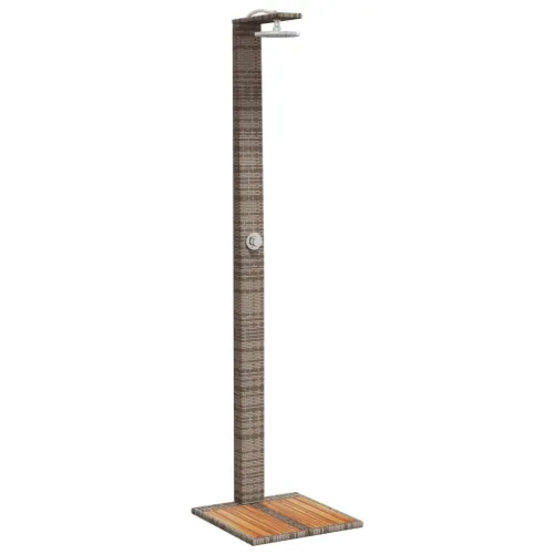 Vanjski tuš sivi 50x55x224 cm od poliratana i bagremovog drva - Siva 1 Cijena