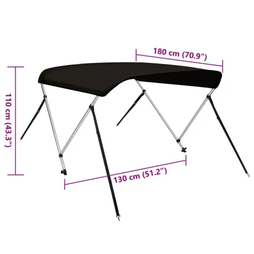 Tenda bimini s 2 luka crna 180x130x110 cm - Crna 180 x 130 x 110 cm Cijena