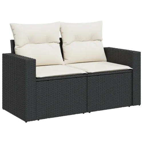 Vrtna garnitura - 7-dijelni set vrtnih sofa od poliratana s jastucima crni - Crna i krem bez spremišta 1 Cijena