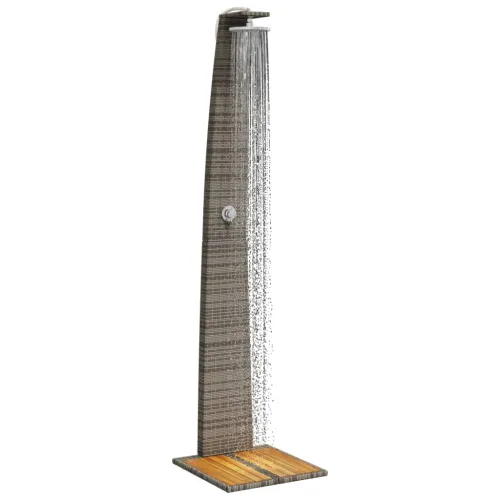 Vanjski tuš sivi 55x60x224 cm od poliratana i bagremovog drva - Siva 1 Cijena