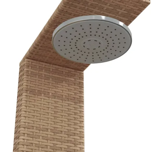 Vanjski tuš sivi 100x100x241,5 cm poliratana i bagremovog drva - Bež 1 Cijena