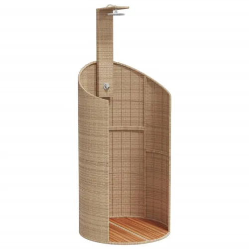Vanjski tuš sivi 100x100x241,5 cm poliratana i bagremovog drva - Bež 1 Cijena