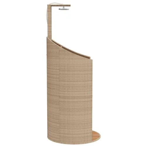 Vanjski tuš sivi 100x100x241,5 cm poliratana i bagremovog drva - Bež 1 Cijena