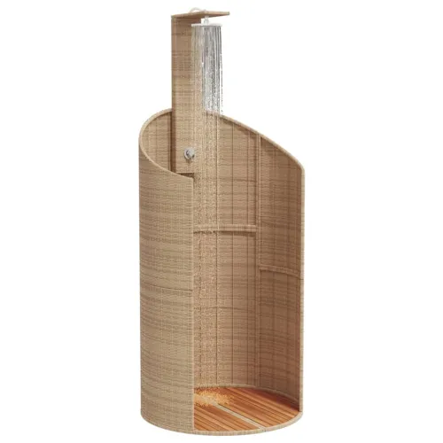 Vanjski tuš sivi 100x100x241,5 cm poliratana i bagremovog drva - Bež 1 Cijena
