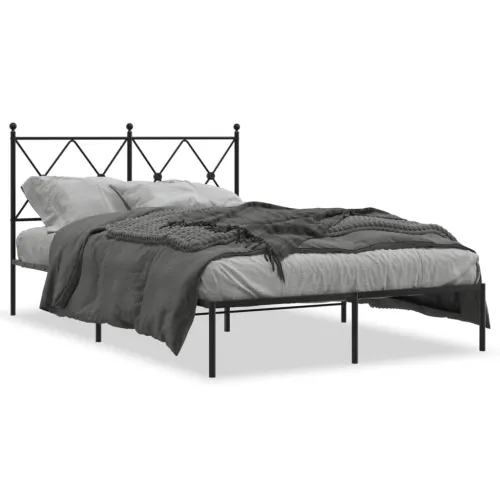 Metalni okvir za krevet s uzglavljem crni 120x200 cm - Crna 120 x 200 cm s uzglavljem Cijena