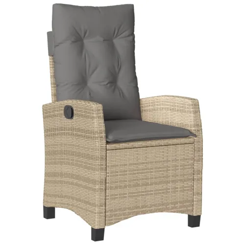 Vrtna garnitura - 5-dijelni vrtni blagovaonski set od poliratana s jastucima bež - 80 x 80 x 74 cm 4 Sa naslonom za noge Cijena