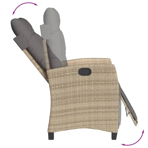 Vrtna garnitura - 5-dijelni vrtni blagovaonski set od poliratana s jastucima bež - 80 x 80 x 74 cm 4 Sa naslonom za noge Cijena