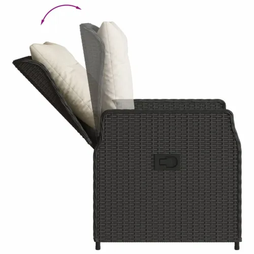 Vrtna garnitura - 5-dijelni vrtni blagovaonski set s jastucima od poliratana crni - Crna Dužina stola 110 cm 4 Cijena