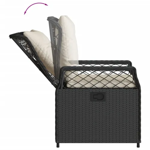 Vrtna garnitura - 3-dijelni vrtni blagovaonski set s jastucima od poliratana crni - Crna 80 x 80 x 74 cm 2 Cijena