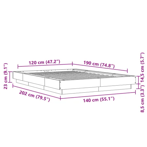 Okvir za krevet boja hrasta 120x190 cm od konstruiranog drva - Sonoma hrast 120 x 190 cm Cijena