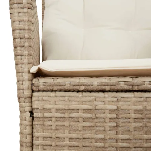 Vrtna garnitura - 7-dijelni vrtni blagovaonski set od poliratana s jastucima bež - 160 x 80 x 74 cm 6 Sa naslonom za noge Cijena