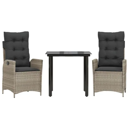 Vrtna garnitura - 3-dijelni vrtni blagovaonski set svjetlosivi od poliratana - 80 x 80 x 74 cm 2 Bez naslona za noge Cijena