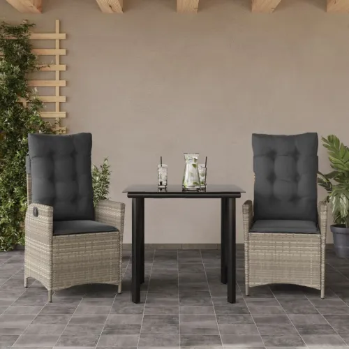 Vrtna garnitura - 3-dijelni vrtni blagovaonski set svjetlosivi od poliratana - 80 x 80 x 74 cm 2 Bez naslona za noge Cijena