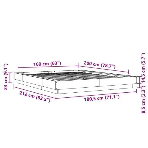Okvir kreveta siva boja betona 160x200 cm od konstruiranog drva - Beton siva 160 x 200 cm Cijena