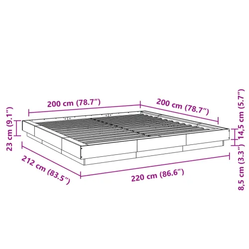 Okvir za krevet boja hrasta 200x200 cm od konstruiranog drva - Sivi hrast sonoma 200 x 200 cm Cijena