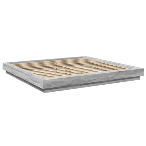Okvir za krevet boja hrasta 200x200 cm od konstruiranog drva - Sivi hrast sonoma 200 x 200 cm Cijena