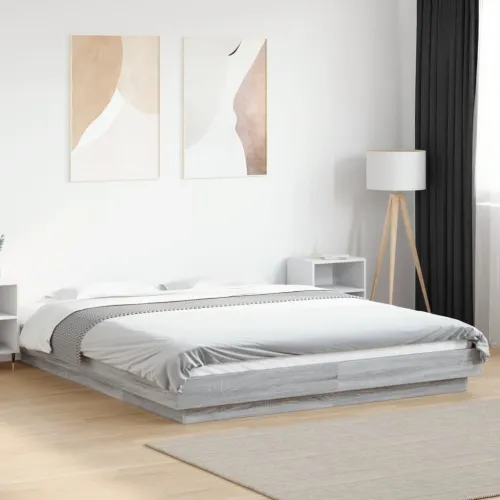 Okvir za krevet boja hrasta 150x200 cm od konstruiranog drva - Sivi hrast sonoma 150 x 200 cm Cijena