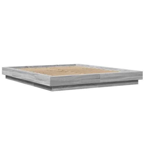 Okvir za krevet boja hrasta 150x200 cm od konstruiranog drva - Sivi hrast sonoma 150 x 200 cm Cijena