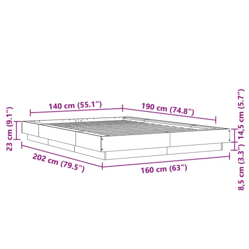 Okvir za krevet bijela 140x190 cm konstruirano drvo - Bijela 140 x 190 cm Cijena