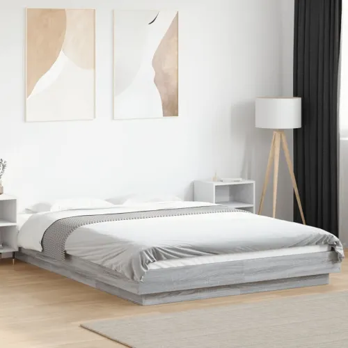 Okvir za krevet boja hrasta 140x190 cm od konstruiranog drva - Sivi hrast sonoma 140 x 190 cm Cijena