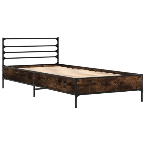 Okvir kreveta boja hrasta 75 x 190 cm konstruirano drvo i metal - Dimljeni hrast 75 x 190 cm Cijena