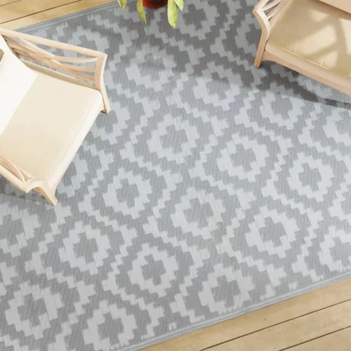 Vanjski tepih ARAKIL sivi 190x290 cm PP - Bijela i svijetlo siva 190 x 290 cm 1 Cijena
