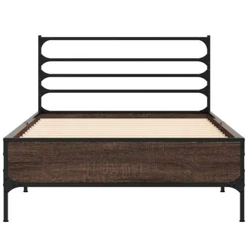 Okvir za krevet smeđi hrast 100x200cm konstruirano drvo i metal - Smeđi hrast 100 x 200 cm Cijena