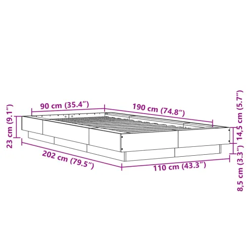 Okvir za krevet boja hrasta 90 x 190 cm od konstruiranog drva - Sonoma hrast 90 x 190 cm Cijena