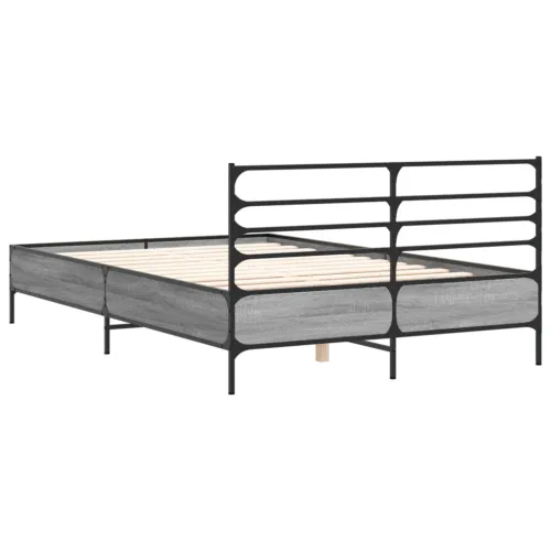 Okvir kreveta boja hrasta 135x190cm konstruirano drvo i metal - Sivi hrast sonoma 135 x 190 cm Cijena