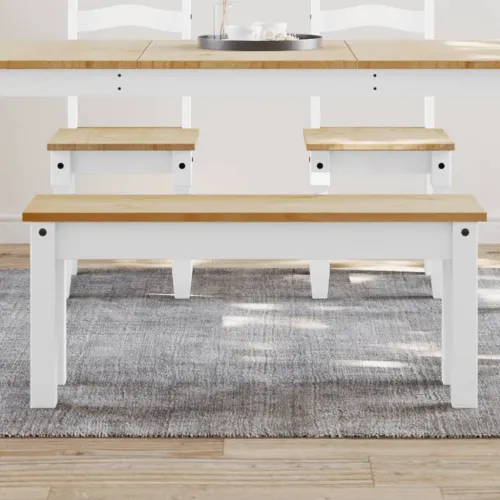Blagovaonska klupa Panama bijeli 105x30x45 cm masivne borovine - Bijela Cijena