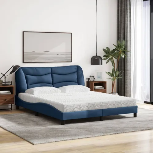 Krevet s madracem Hvar plavi 160x200 cm od tkanine - Plava 160 x 200 cm Plava 160 x 200 cm Cijena