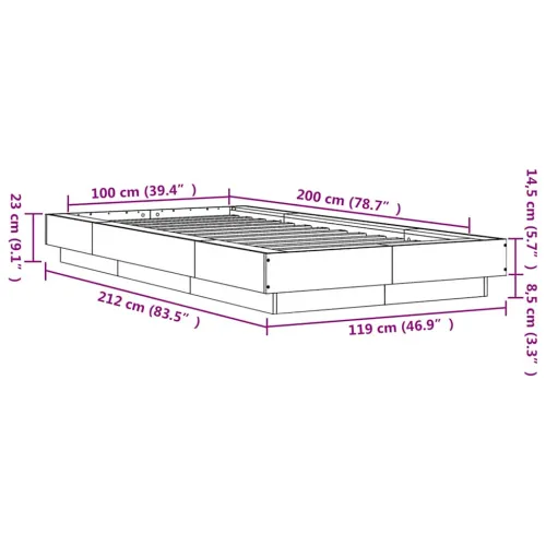 Okvir kreveta boja betona 100x200 cm od konstruiranog drva - Beton siva 100 x 200 cm Cijena