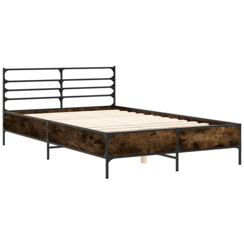 Okvir kreveta boja hrasta 140x200 cm konstruirano drvo i metal - Dimljeni hrast 140 x 200 cm Cijena