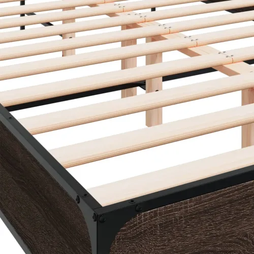 Okvir kreveta smeđi hrast 140x200cm konstruirano drvo i metal - Smeđi hrast 140 x 200 cm Cijena