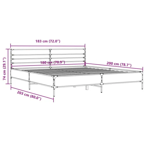 Okvir kreveta boja hrasta 180x20 cm konstruirano drvo i metal - Dimljeni hrast 180 x 200 cm Cijena
